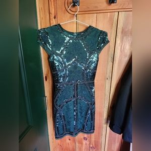 Lulus sequin emerald green mini party dress xs
